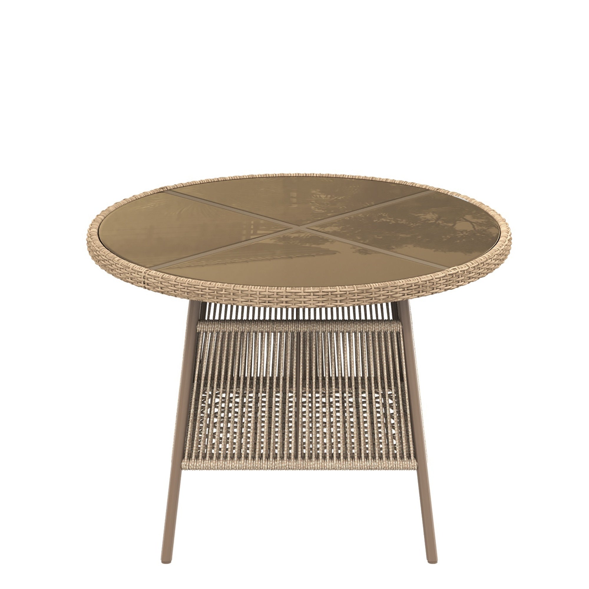 PINGGO Rattan Patio Furniture Set – Glass Table 4 Armchairs for Garden Balcony