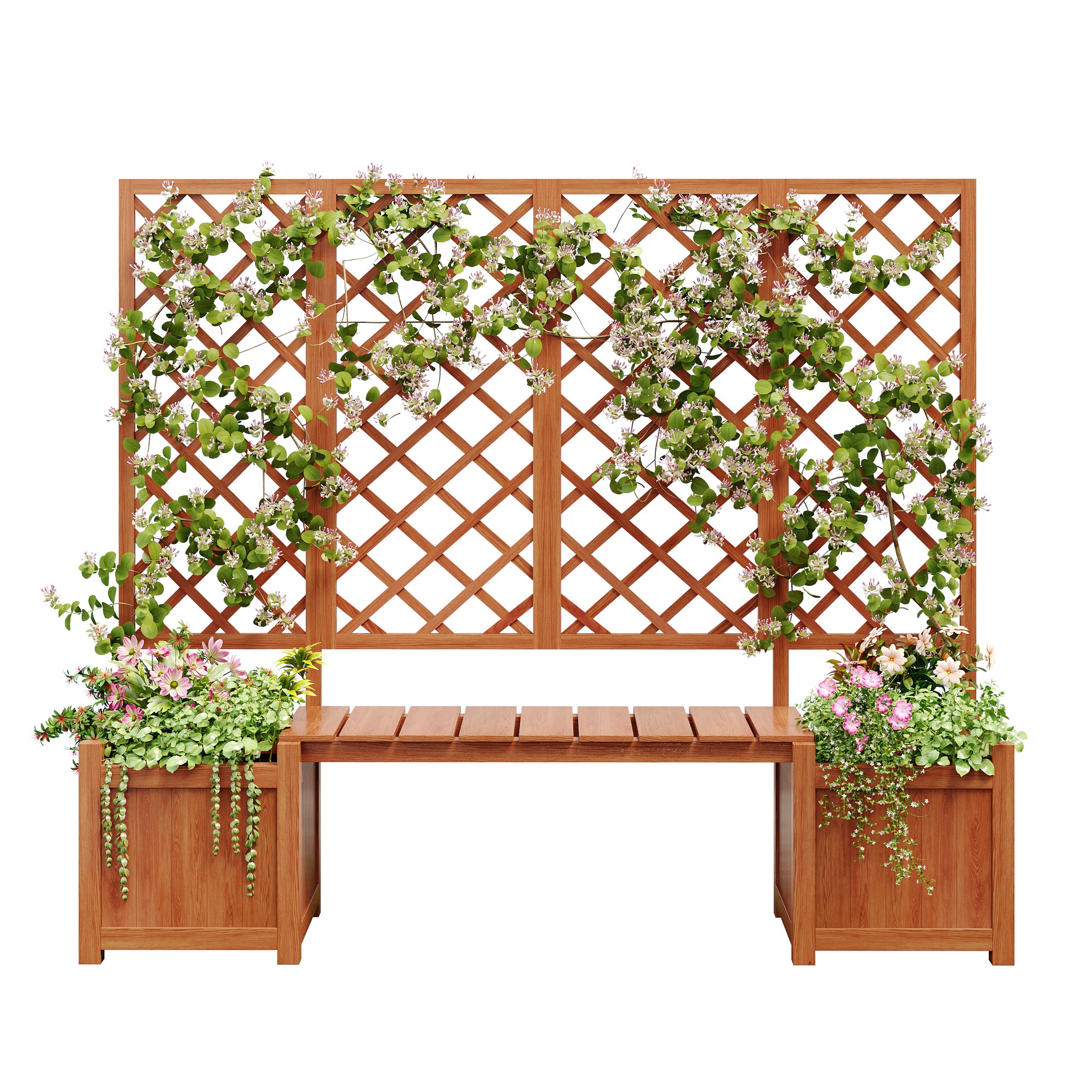 PINGGO Multi-Functional Fir Solid Wood Pot  Splitter & Seating Included  Spacious Flower Box for Garden