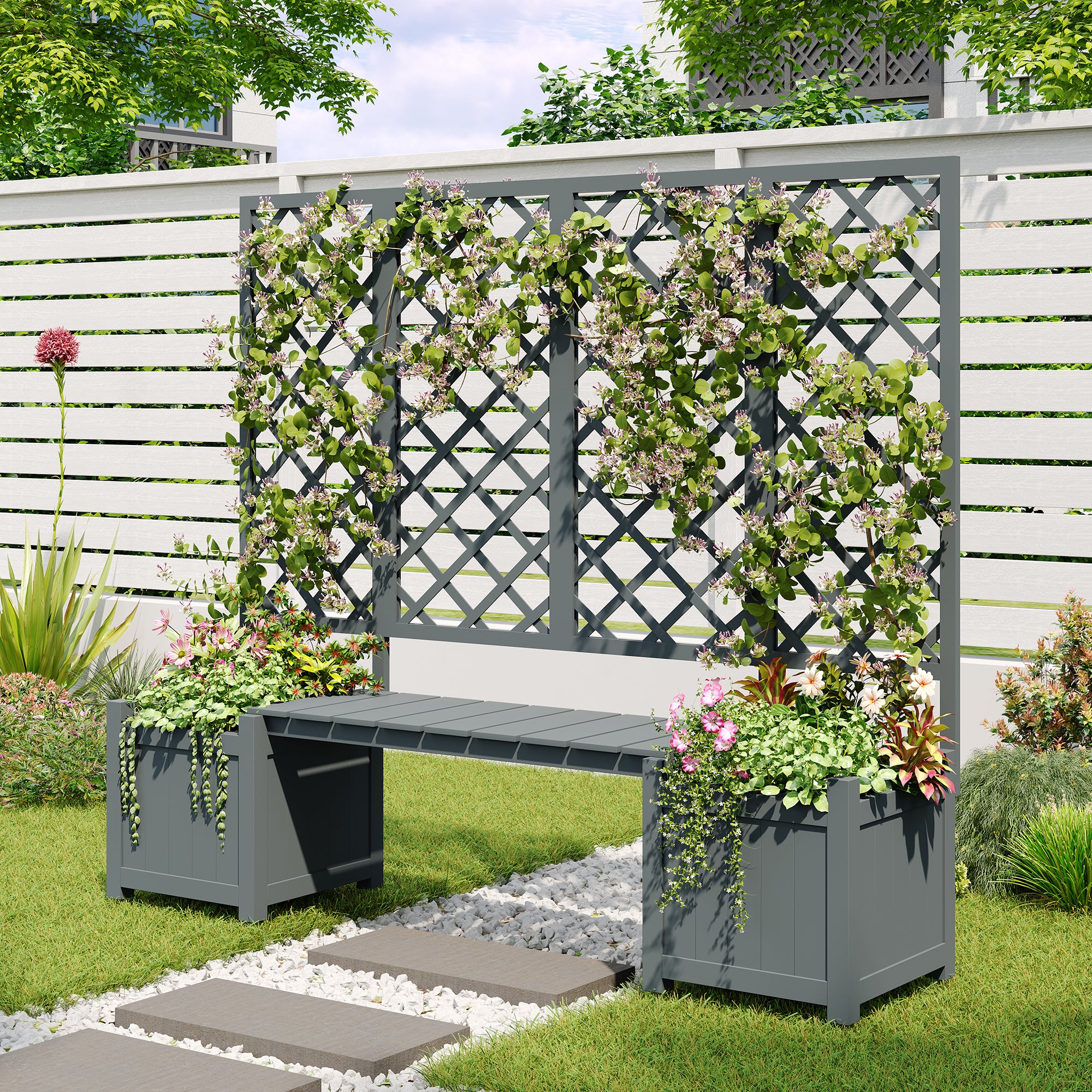 PINGGO Multi-Functional Fir Solid Wood Pot  Splitter & Seating Included  Spacious Flower Box for Garden