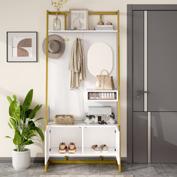 PINGGO Modern Minimalist Compact Wardrobe Open Multifunctional Storage Cabinet