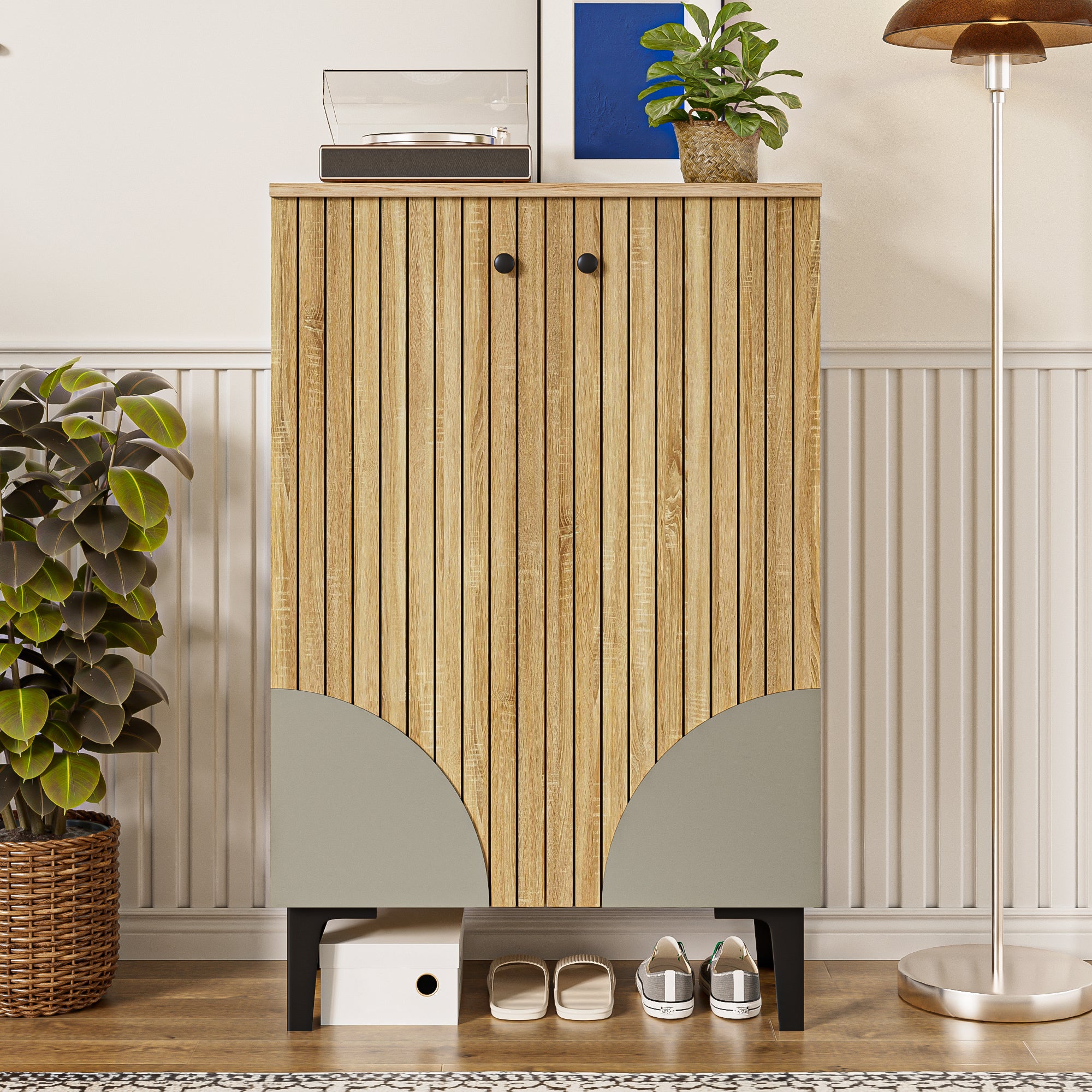 PINGGO Modern Wooden Shoe Cabine