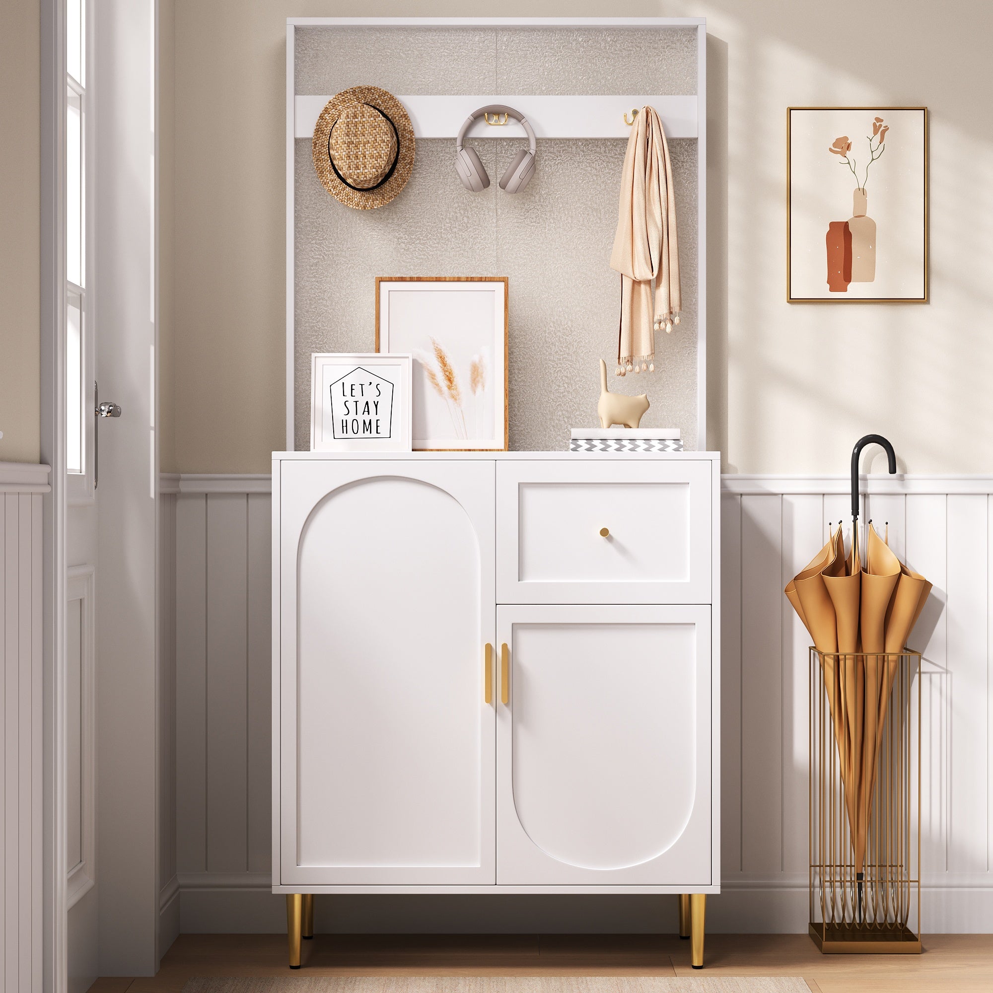 PINGGO Compact Floor Standing Wardrobe Cloakroom Set Corridor Entrance Storage Cabinet Plate Shoe Cabinet Organization System