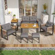 PINGGO Multi-Person Outdoor Meeting Sofa Set with Multifunctional Table