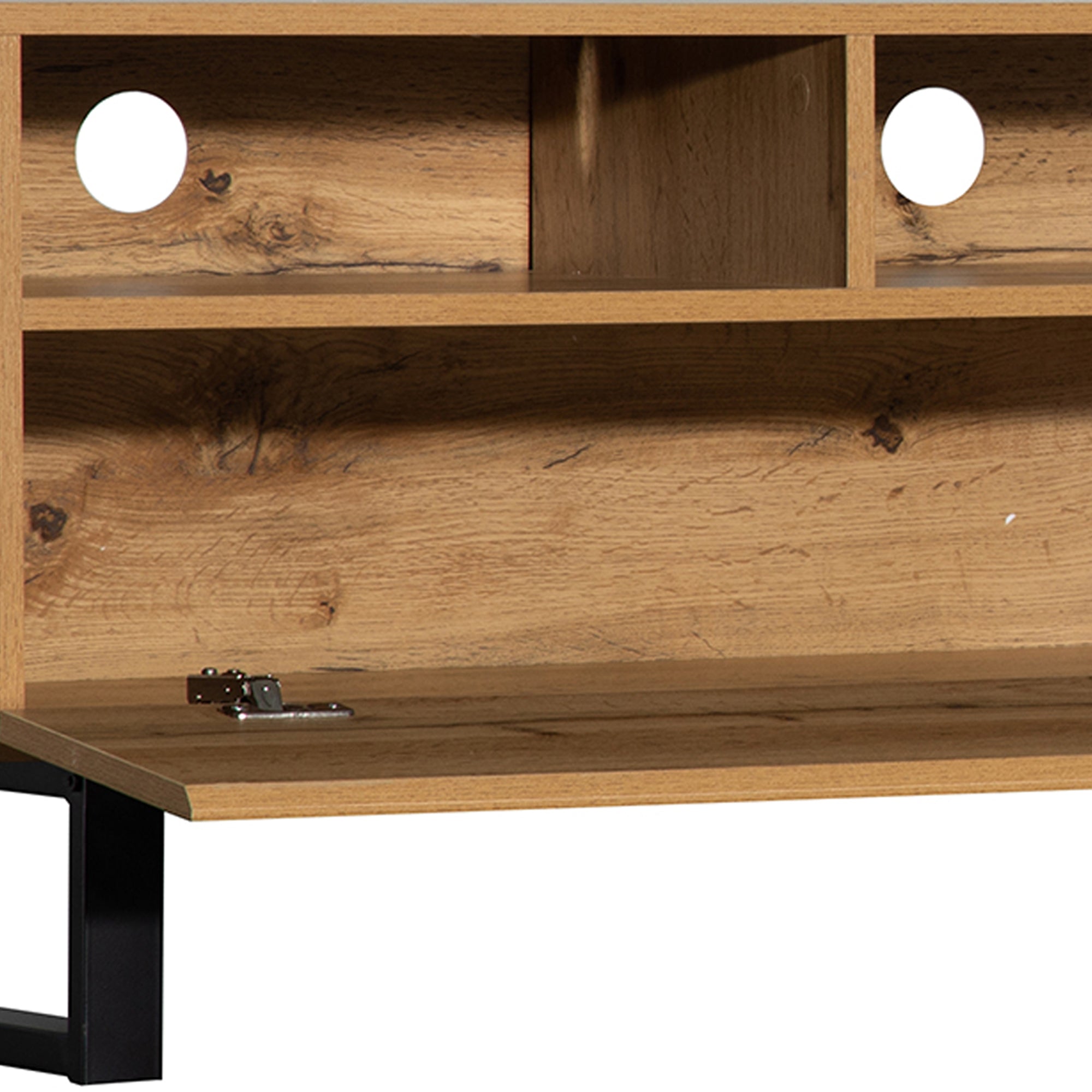 PINGGO 180cm Modern Colorblock TV Cabinet | Wood Grating Storage Console for Living Room