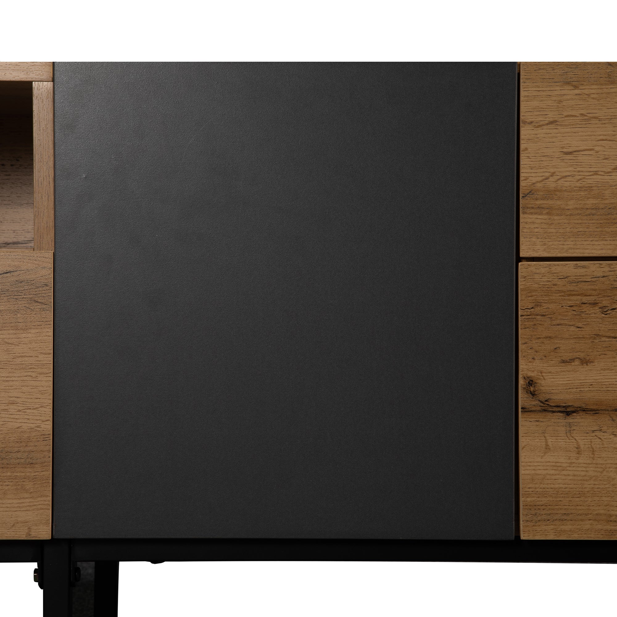 PINGGO 180cm Modern Colorblock TV Cabinet | Wood Grating Storage Console for Living Room