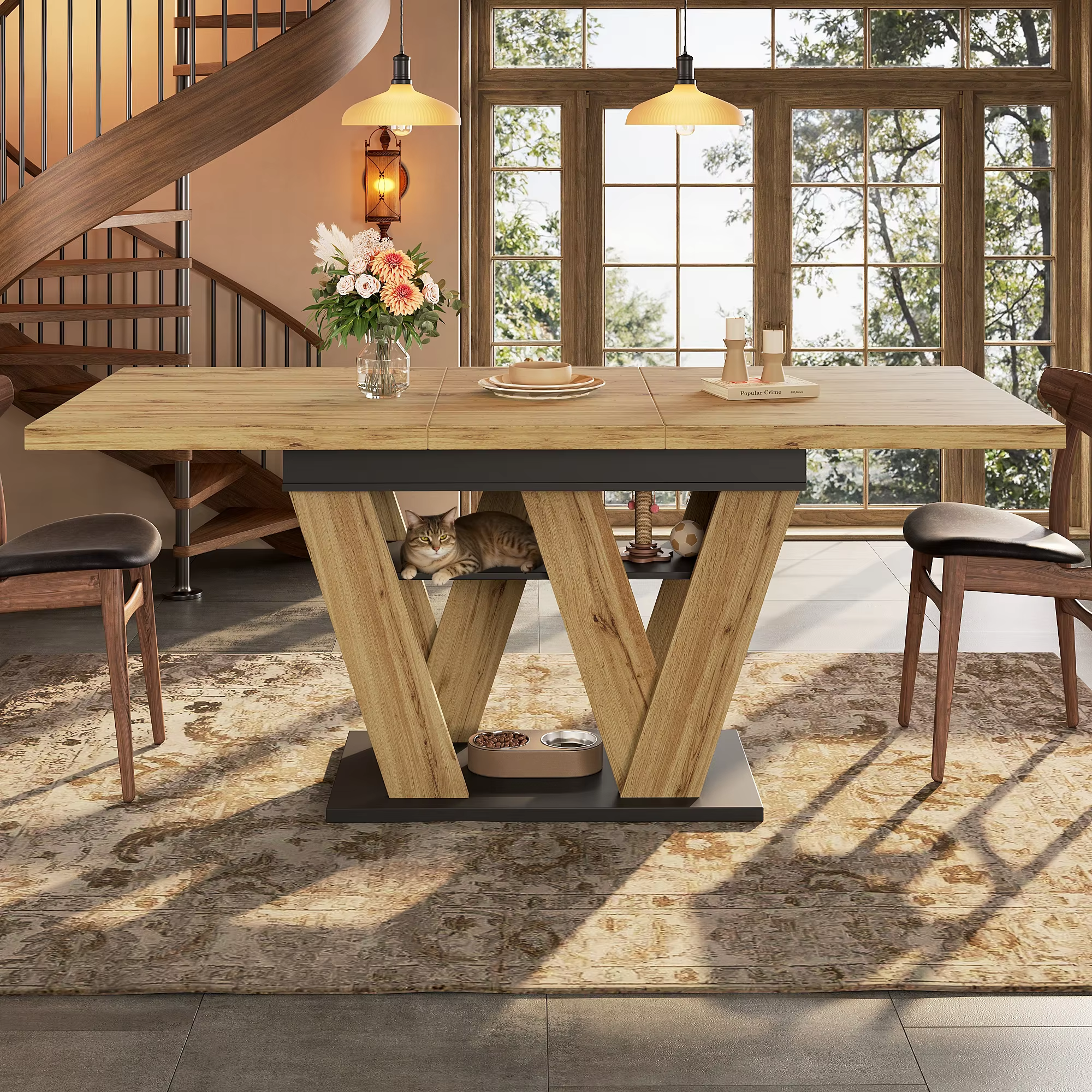 PINGGO Retractable Dining Table Pull-Out Kitchen Table