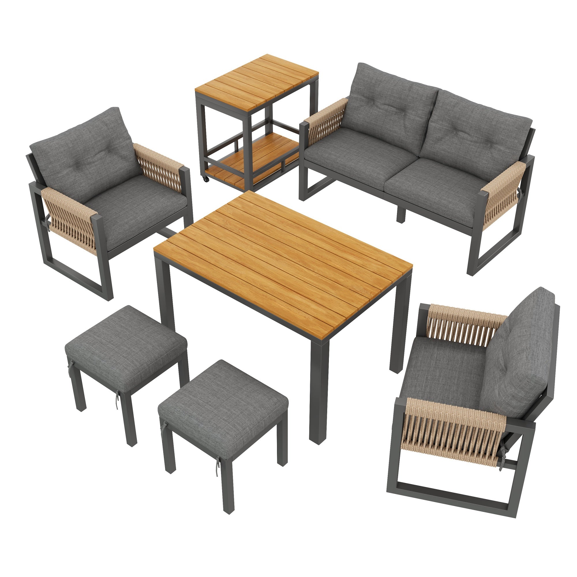PINGGO Multi-Person Outdoor Meeting Sofa Set with Multifunctional Table