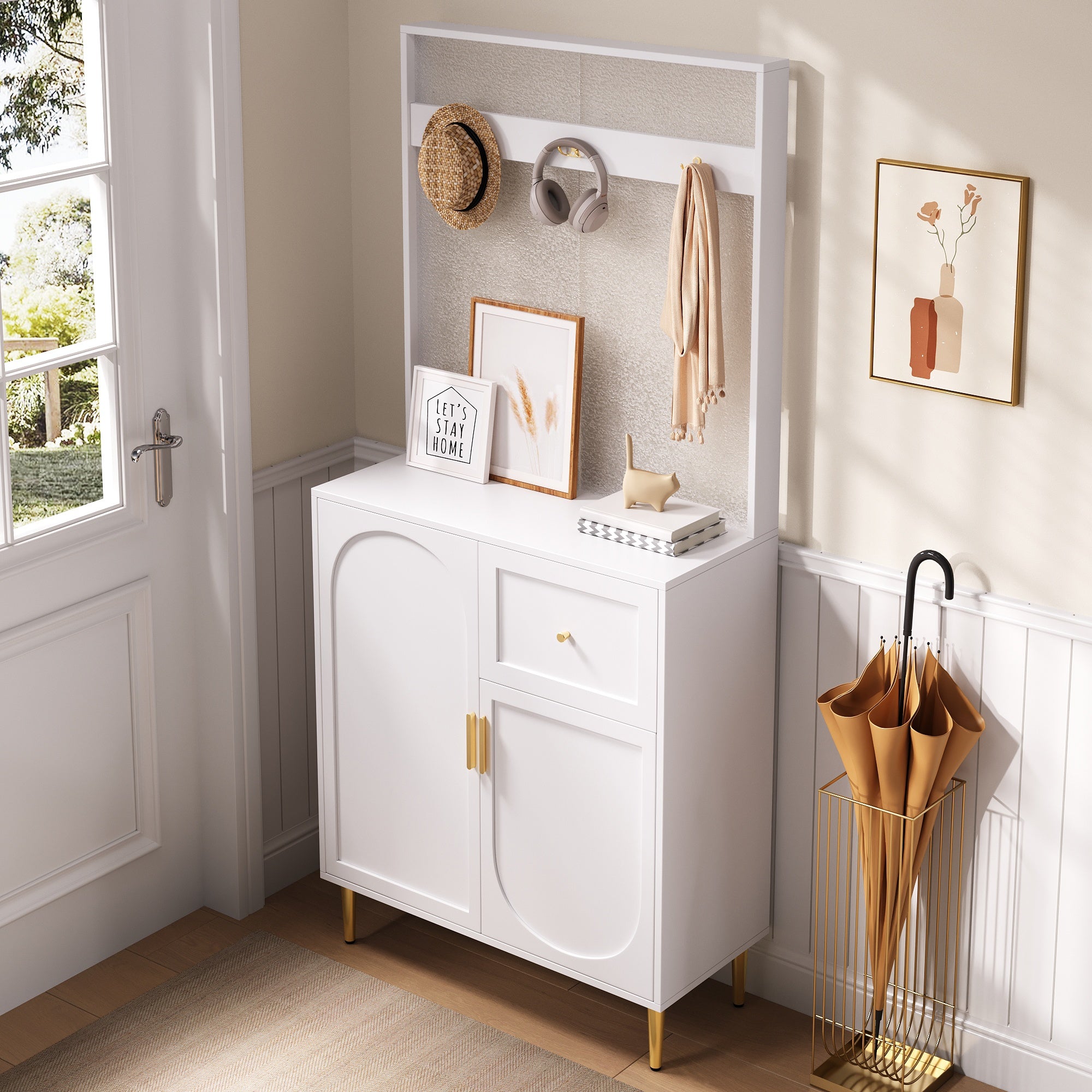 PINGGO Compact Floor Standing Wardrobe Cloakroom Set Corridor Entrance Storage Cabinet Plate Shoe Cabinet Organization System
