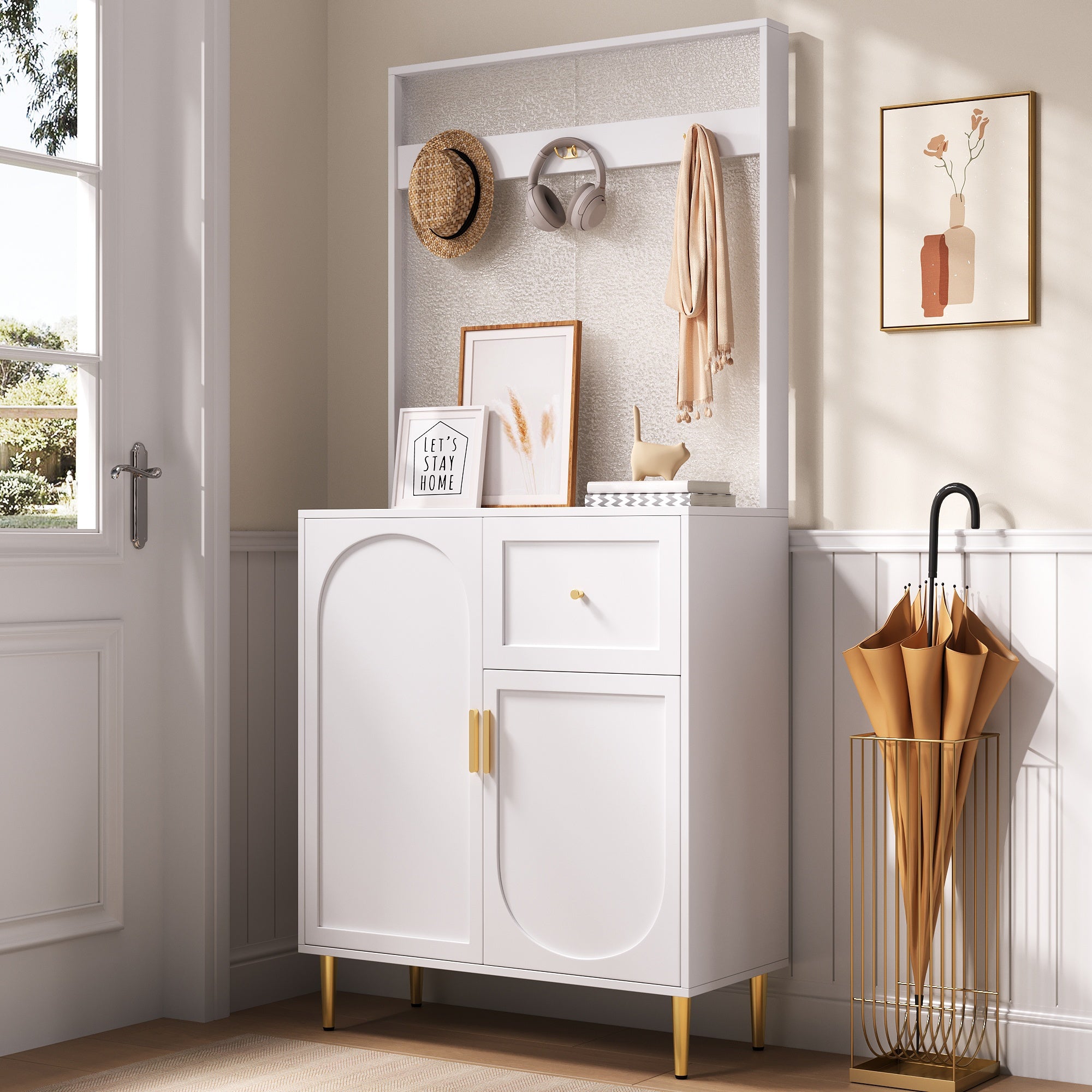 PINGGO Compact Floor Standing Wardrobe Cloakroom Set Corridor Entrance Storage Cabinet Plate Shoe Cabinet Organization System