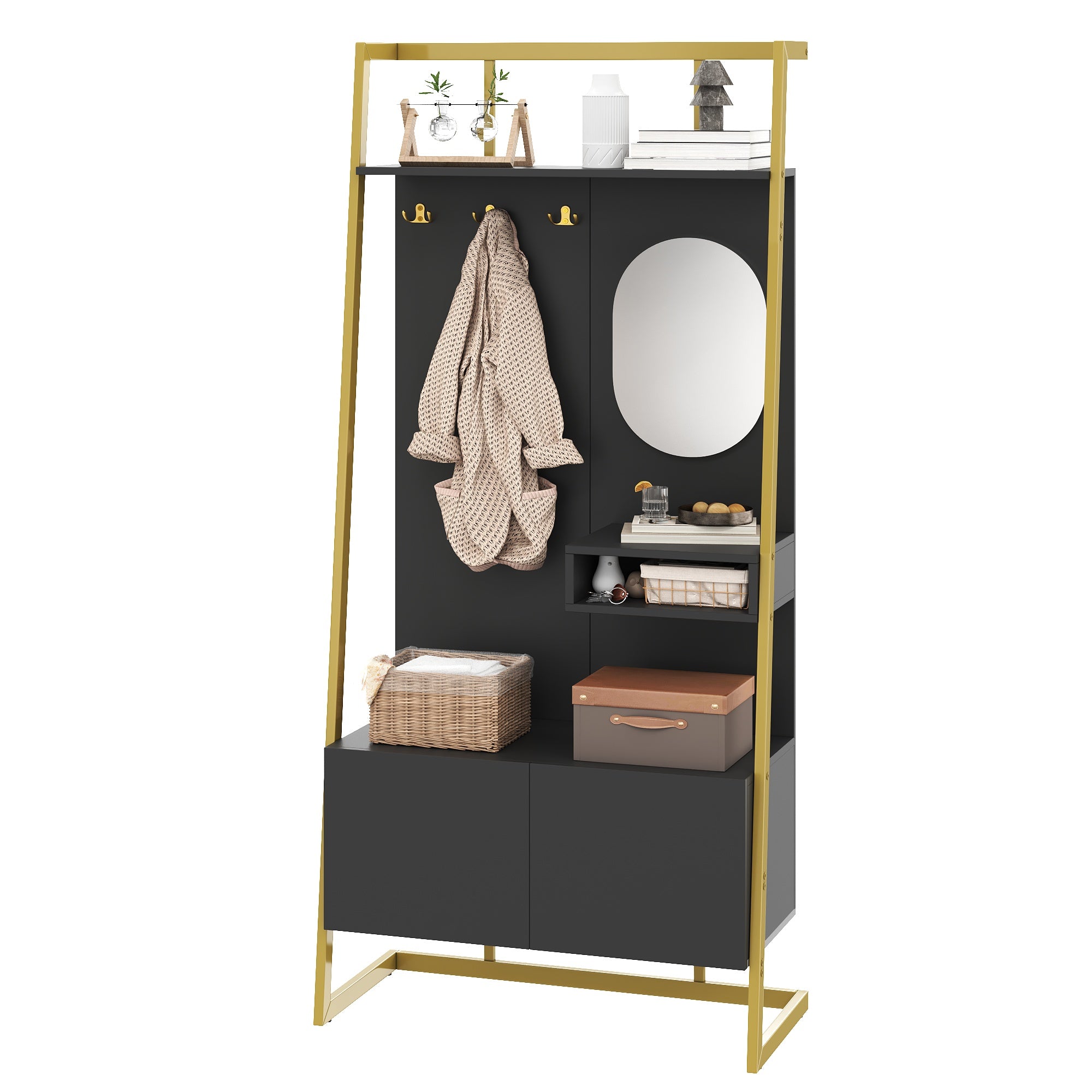 PINGGO Modern Minimalist Compact Wardrobe Open Multifunctional Storage Cabinet