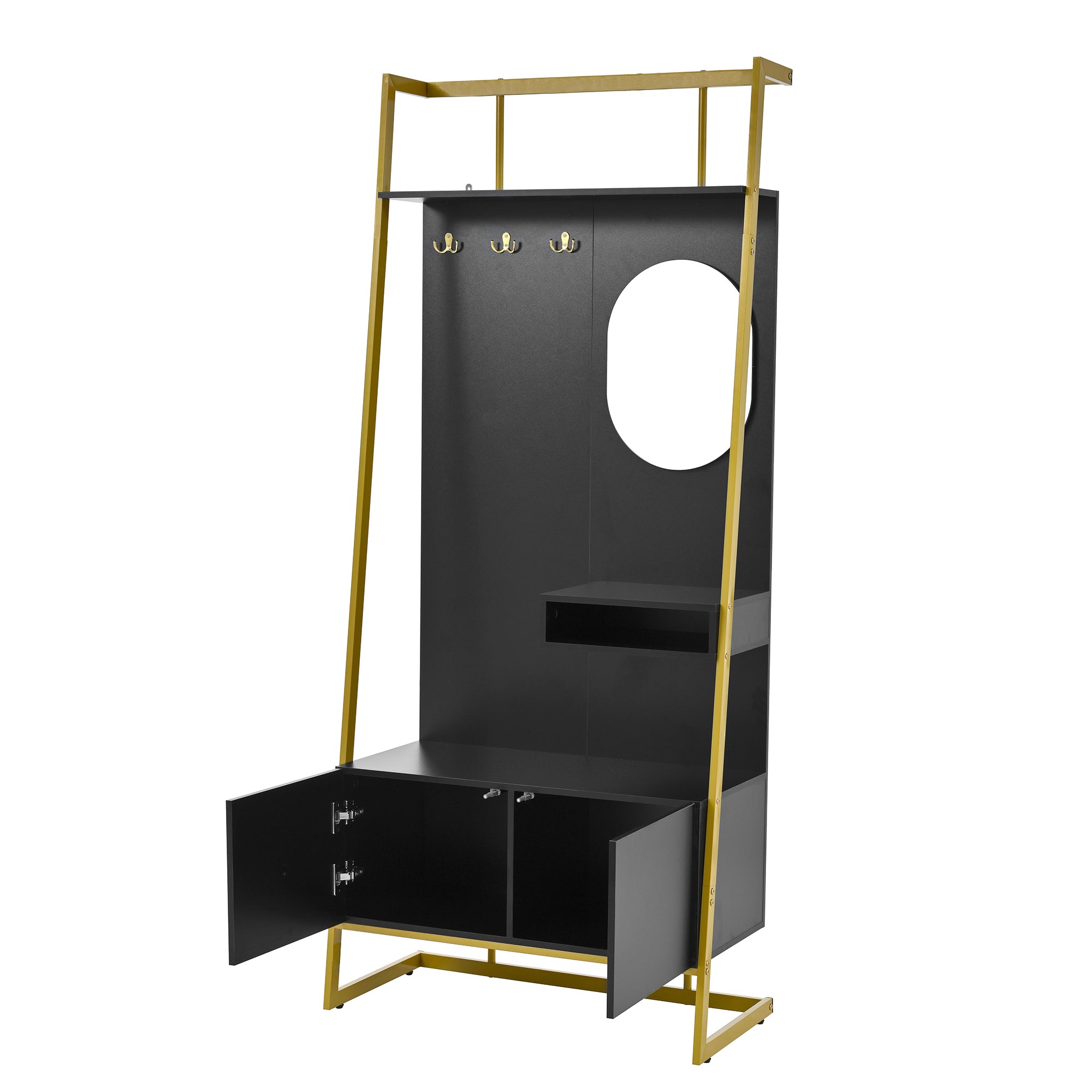PINGGO Modern Minimalist Compact Wardrobe Open Multifunctional Storage Cabinet