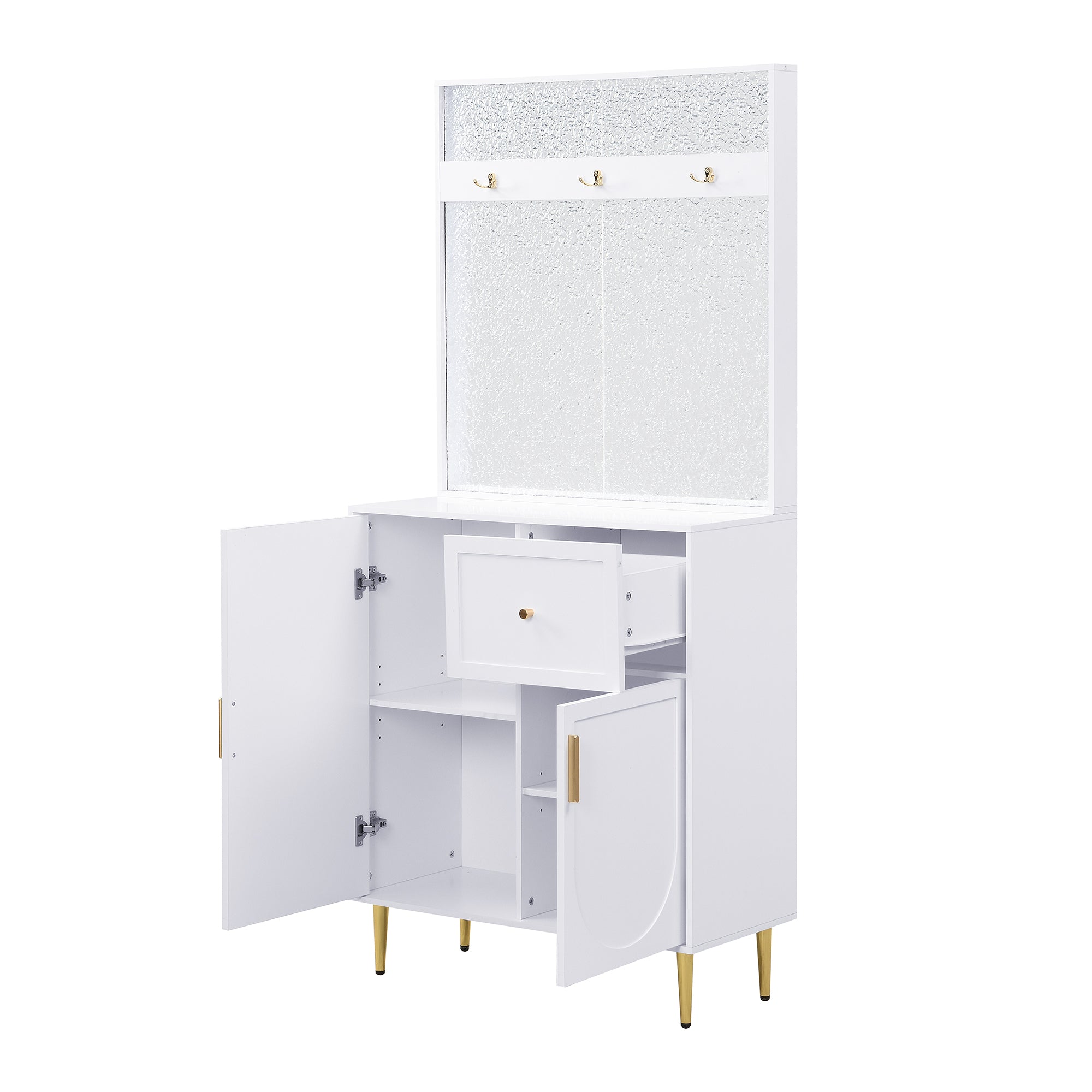 PINGGO Compact Floor Standing Wardrobe Cloakroom Set Corridor Entrance Storage Cabinet Plate Shoe Cabinet Organization System