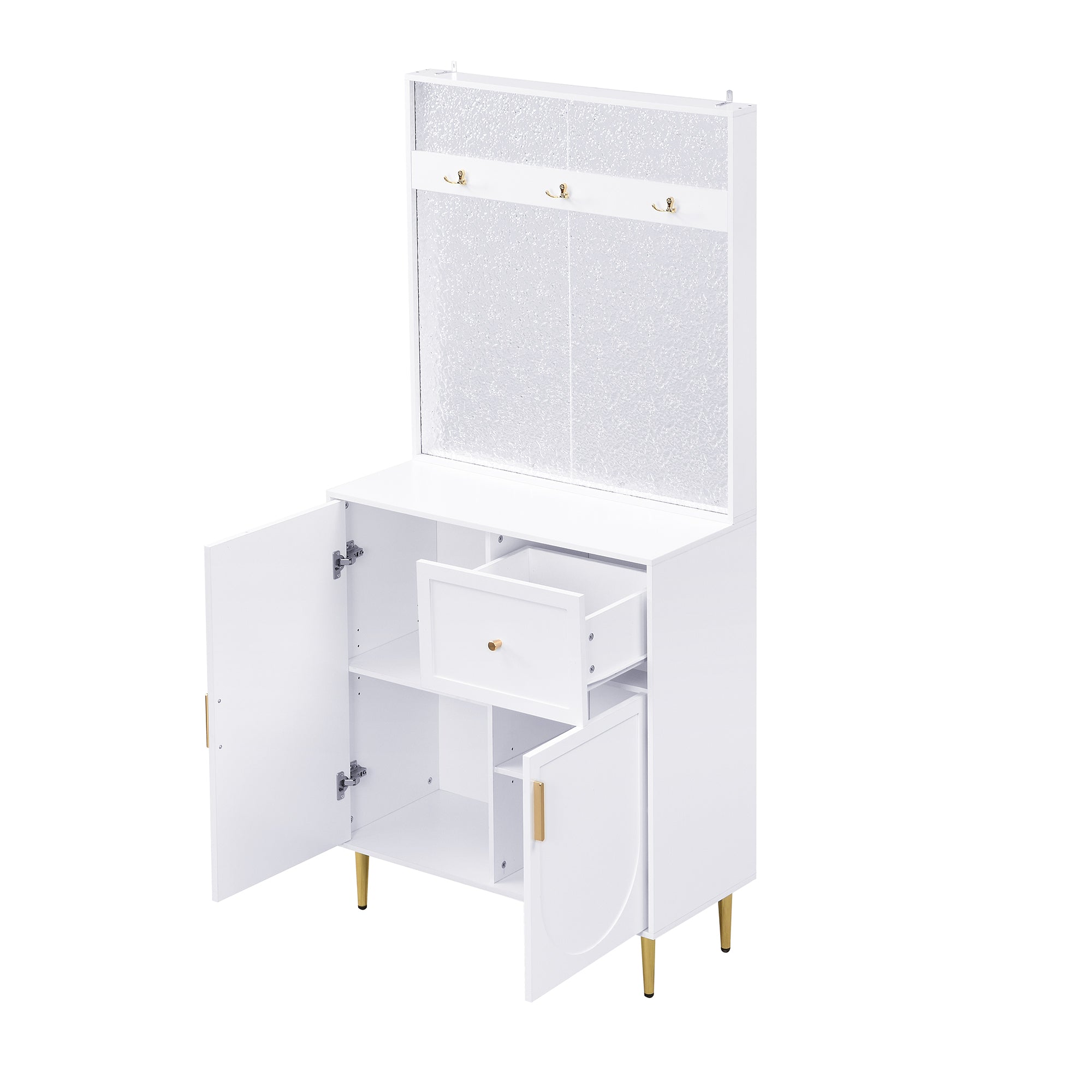 PINGGO Compact Floor Standing Wardrobe Cloakroom Set Corridor Entrance Storage Cabinet Plate Shoe Cabinet Organization System