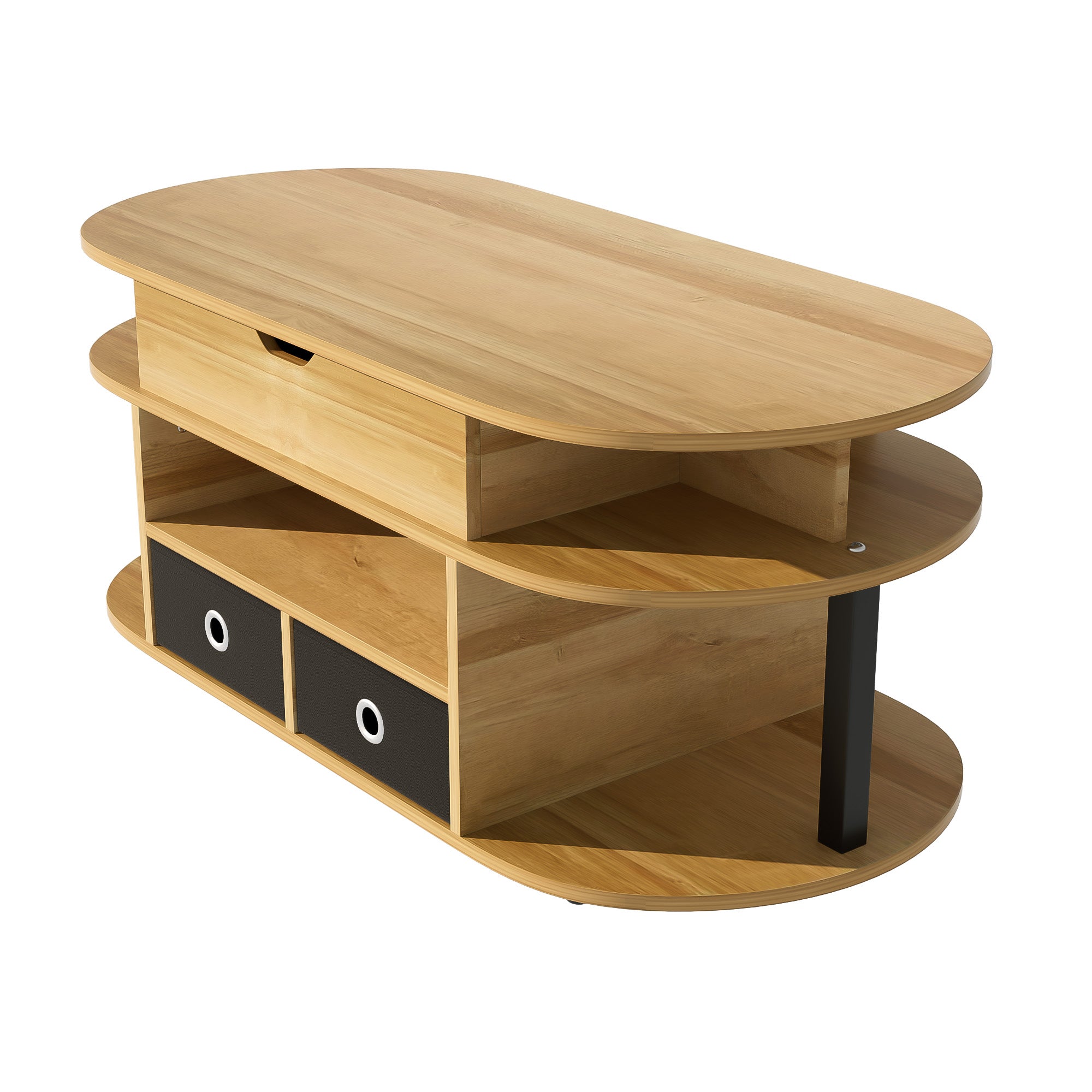 PINGGO Modern Wood Coffee Table with Lift Top & Storage Drawers for Living Room
