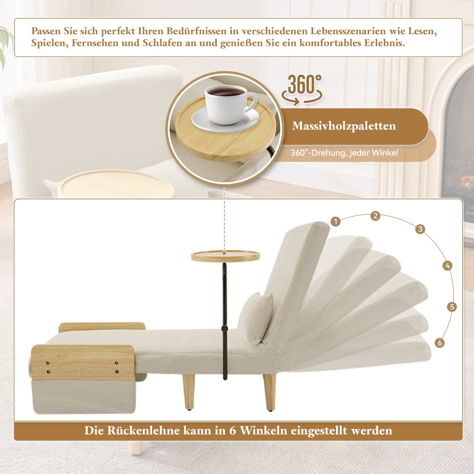 PINGGO Multi-Functional 3-in-1 Folding Sofa Bed Leisure Chair for Living Room and Office