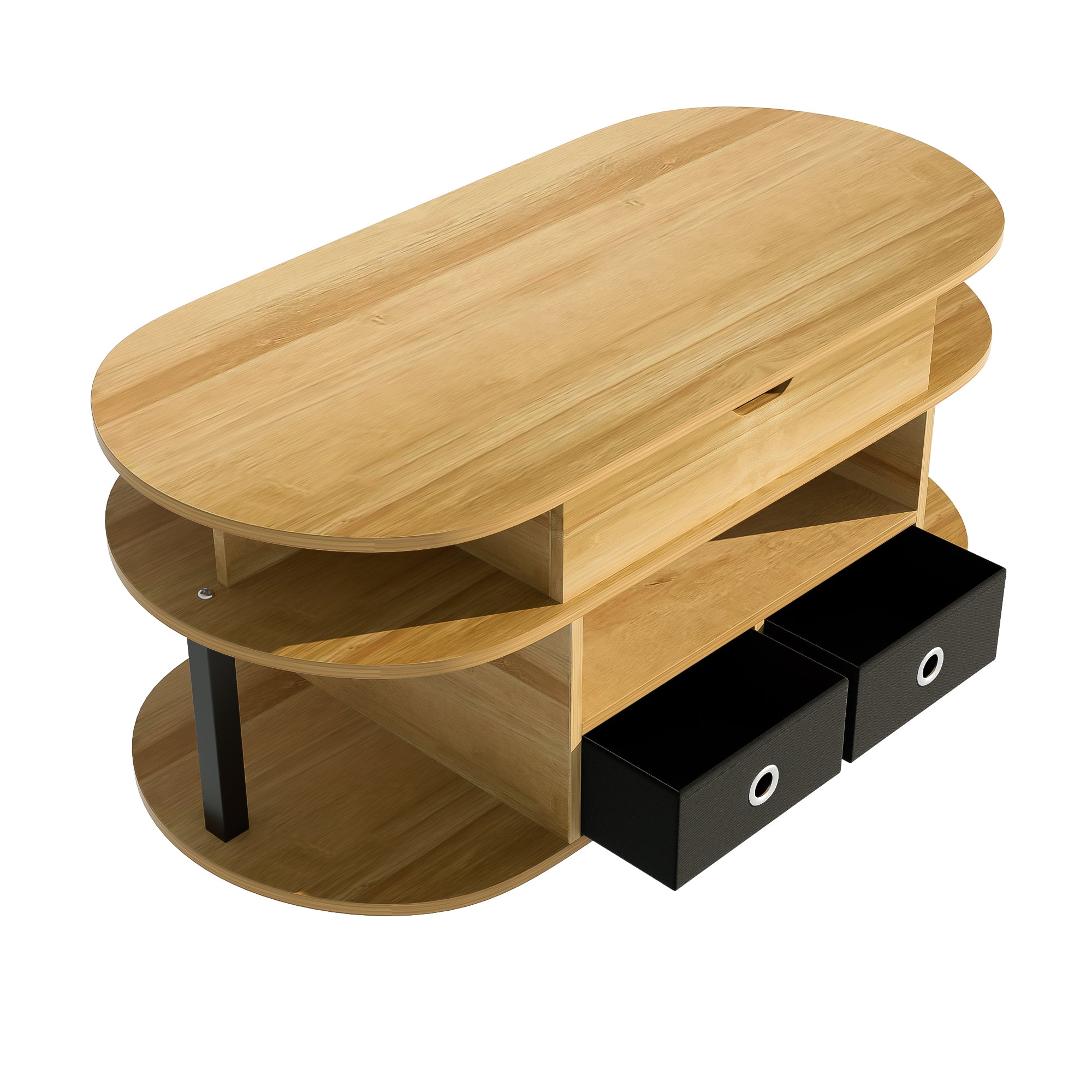 PINGGO Modern Wood Coffee Table with Lift Top & Storage Drawers for Living Room