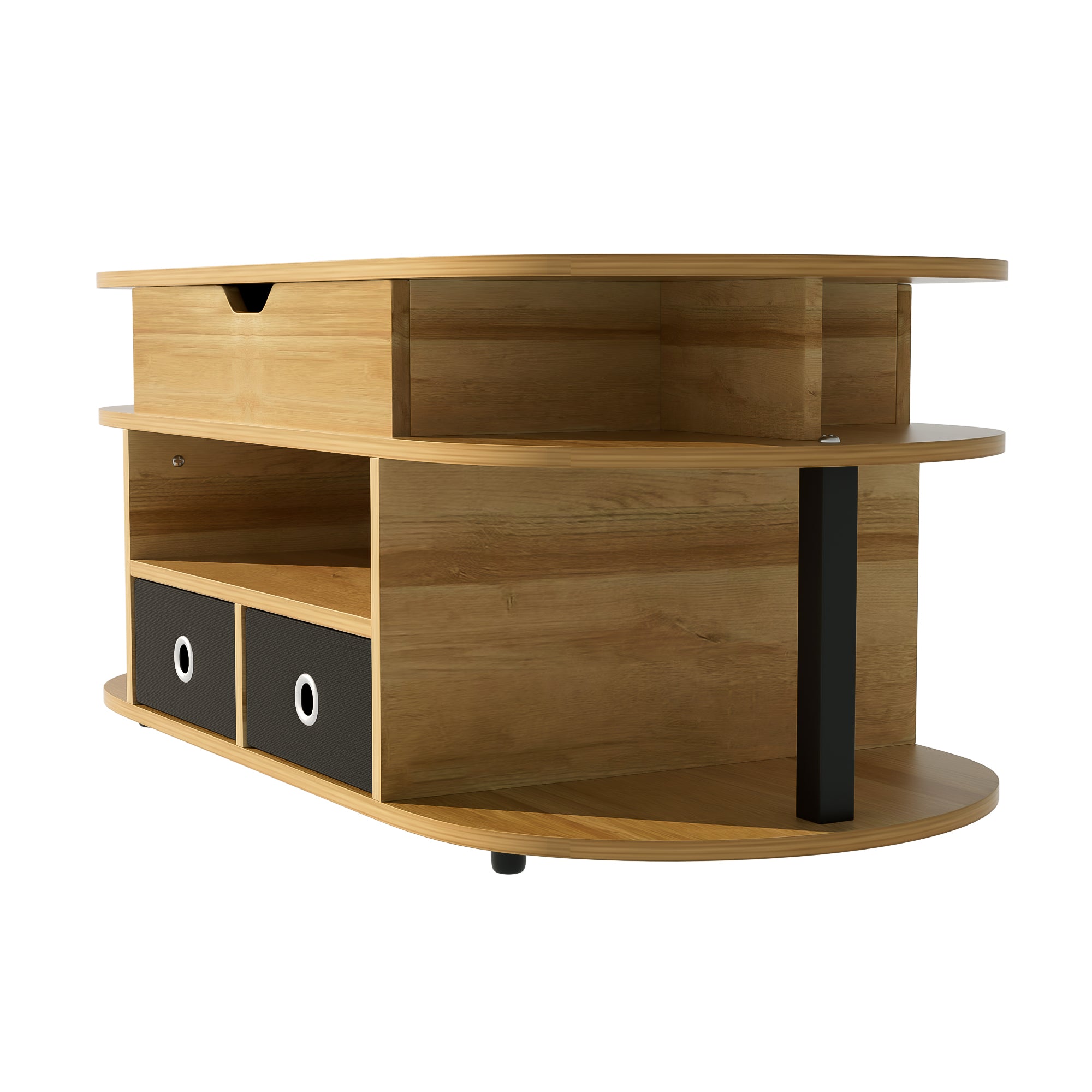 PINGGO Modern Wood Coffee Table with Lift Top & Storage Drawers for Living Room