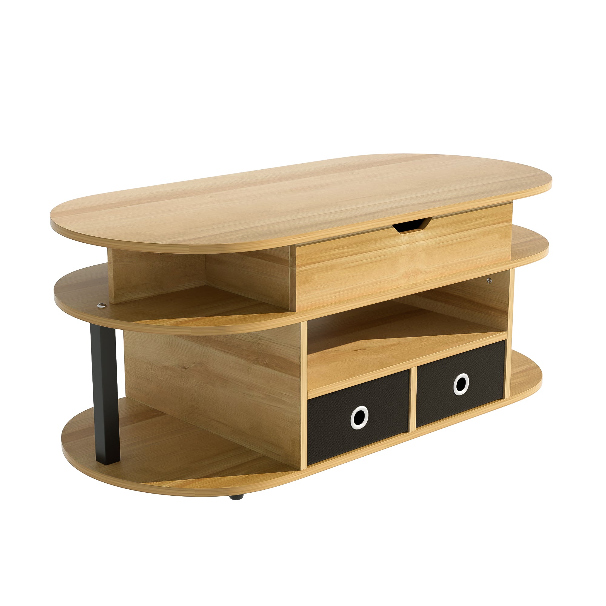 PINGGO Modern Wood Coffee Table with Lift Top & Storage Drawers for Living Room