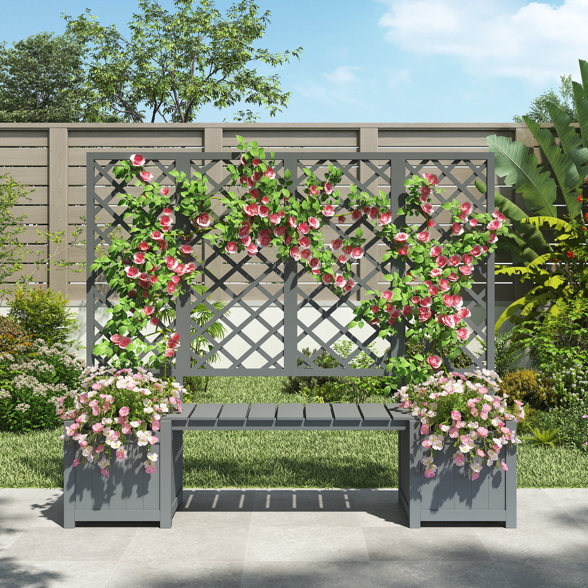 PINGGO Multi-Functional Fir Solid Wood Pot  Splitter & Seating Included  Spacious Flower Box for Garden