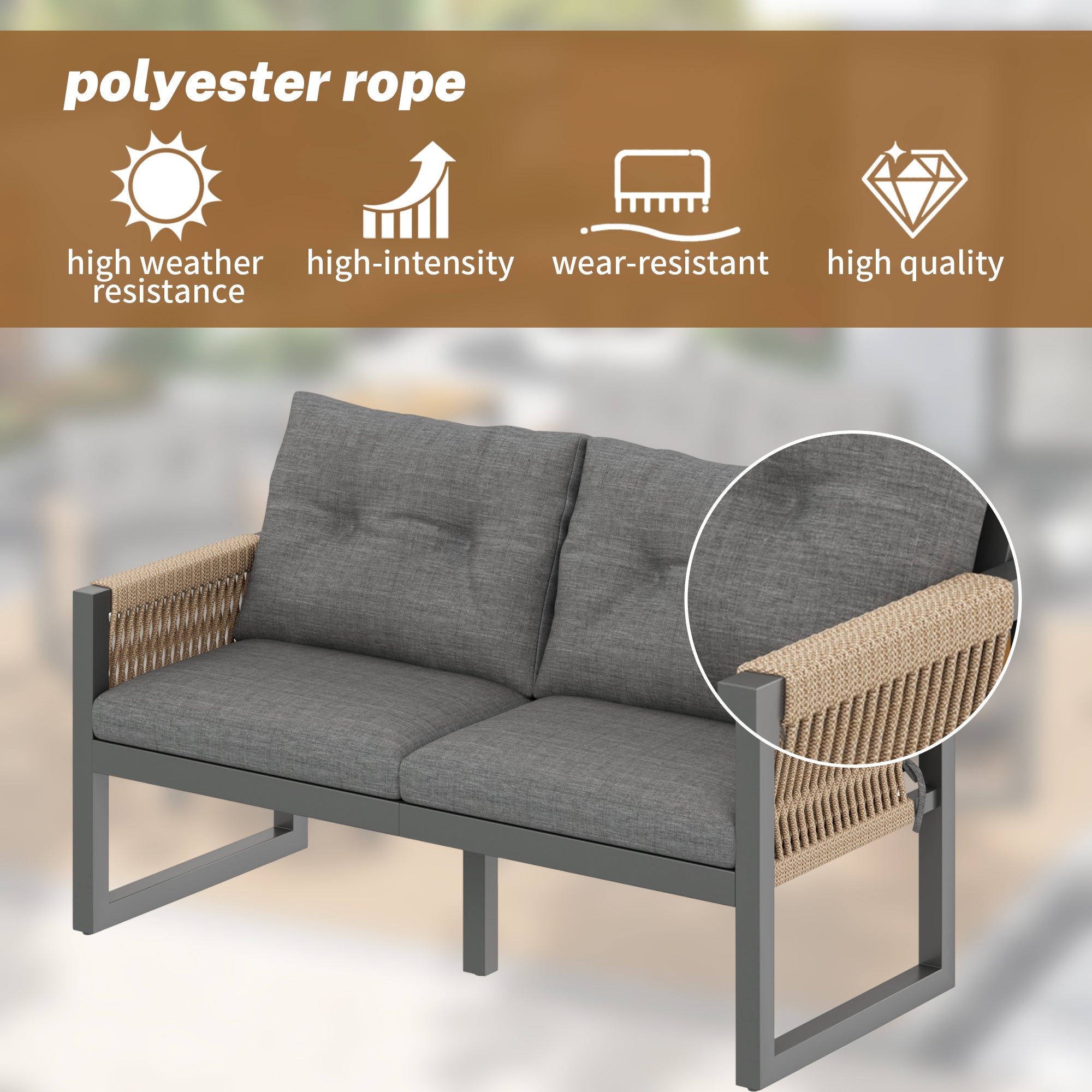 PINGGO Multi-Person Outdoor Meeting Sofa Set with Multifunctional Table