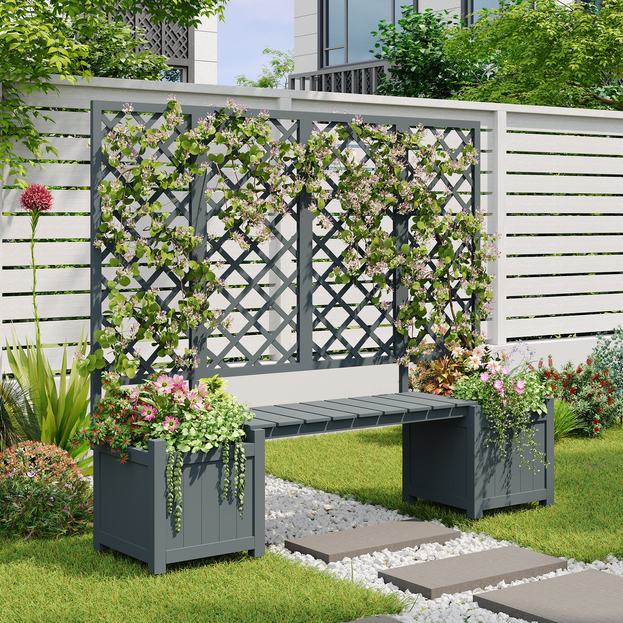 PINGGO Multi-Functional Fir Solid Wood Pot  Splitter & Seating Included  Spacious Flower Box for Garden