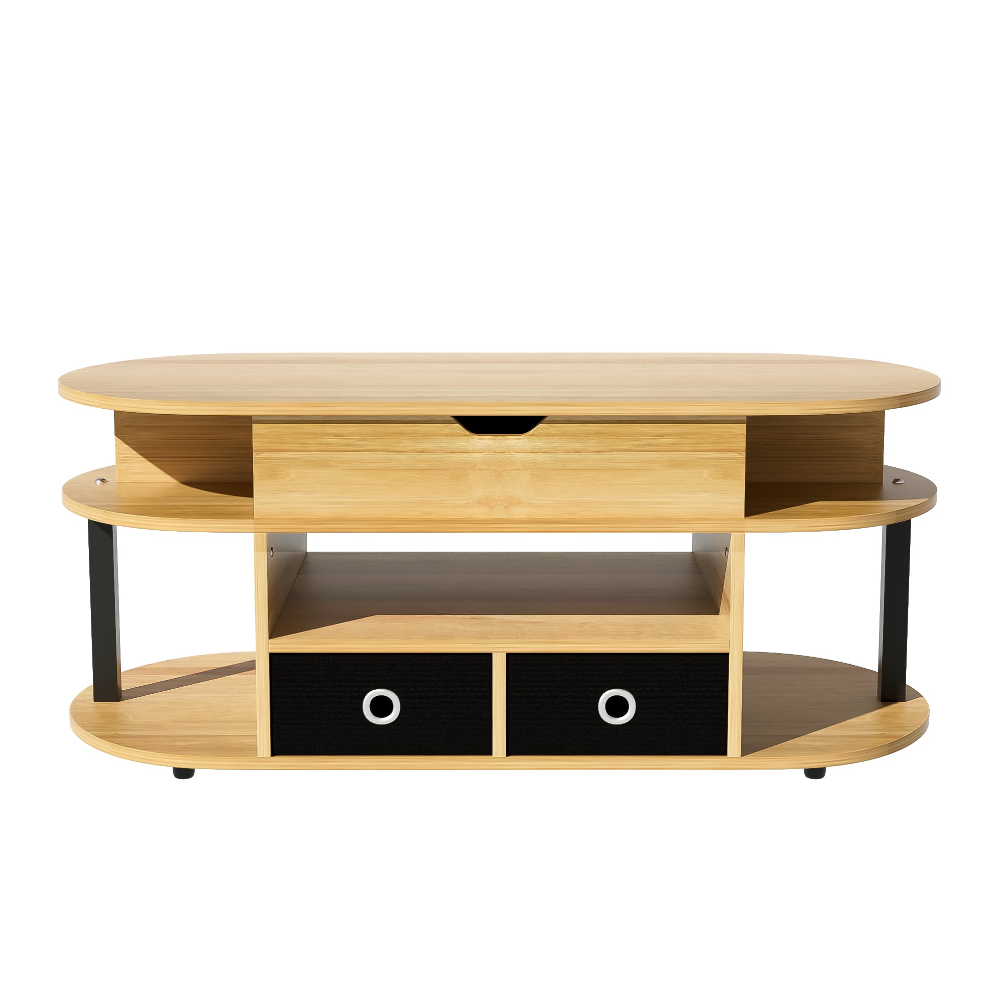 PINGGO Modern Wood Coffee Table with Lift Top & Storage Drawers for Living Room