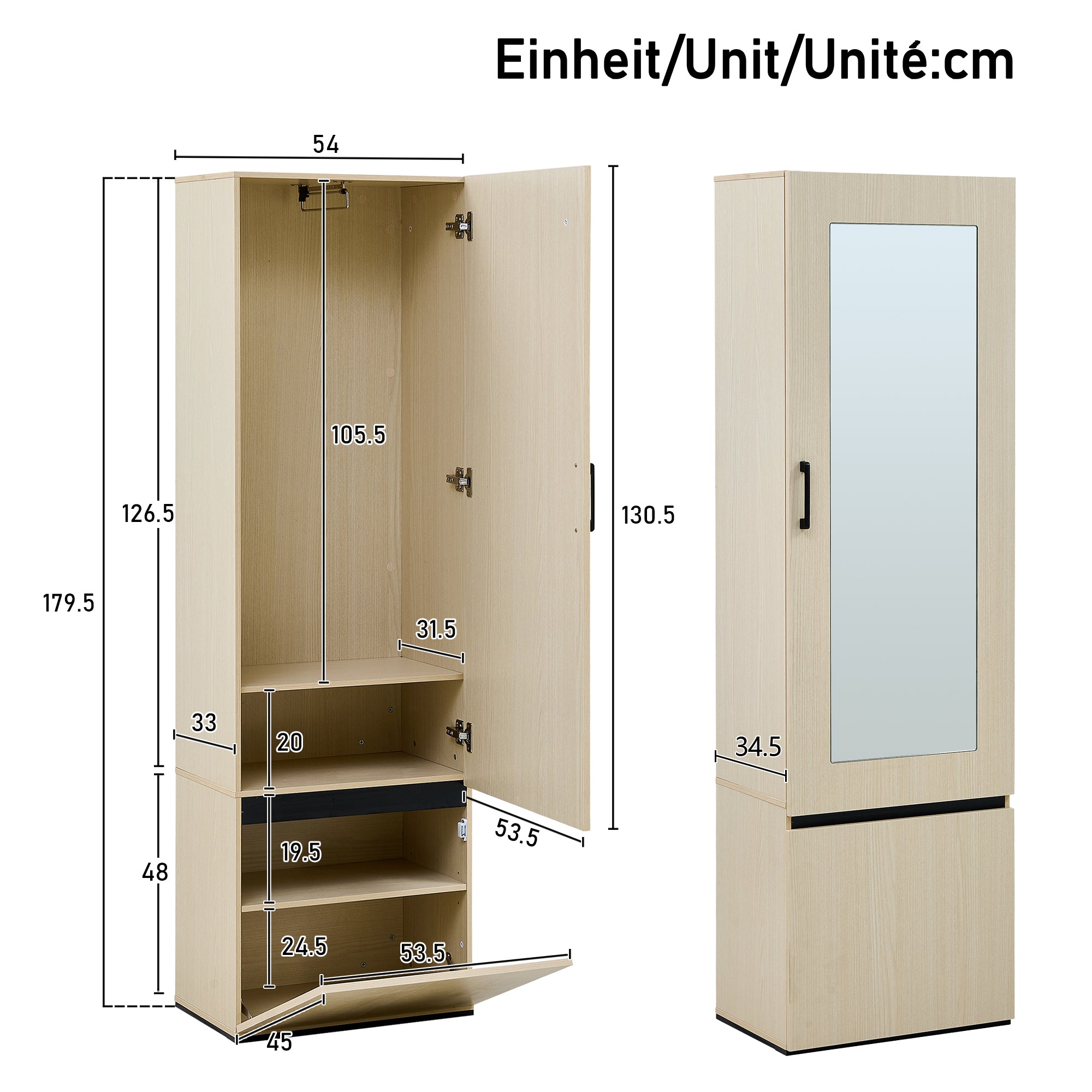PINGGO Extendable Wardrobe Set with Mirror & Bench | Modern Hallway Furniture