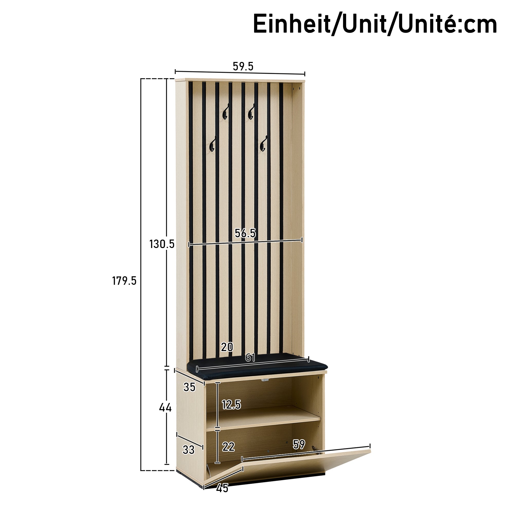 PINGGO Extendable Wardrobe Set with Mirror & Bench | Modern Hallway Furniture